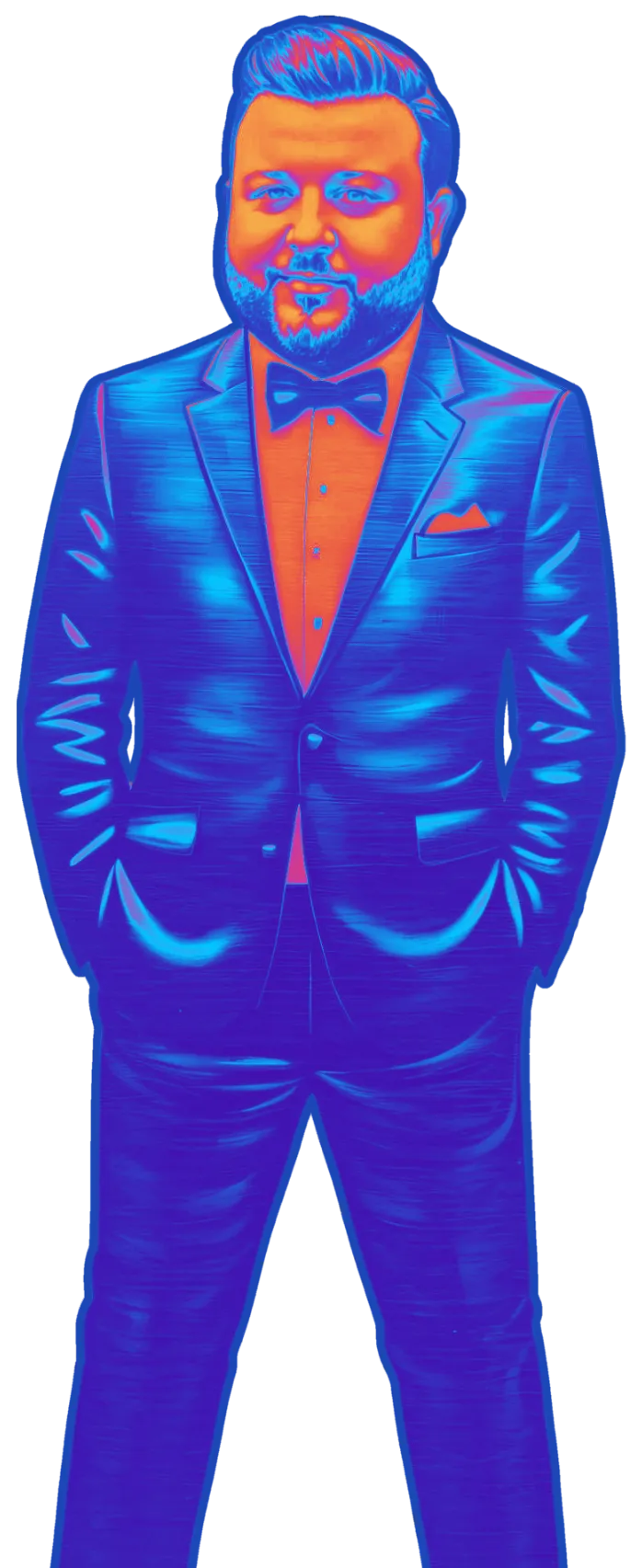 Adam Johnstone in a trippy suit
